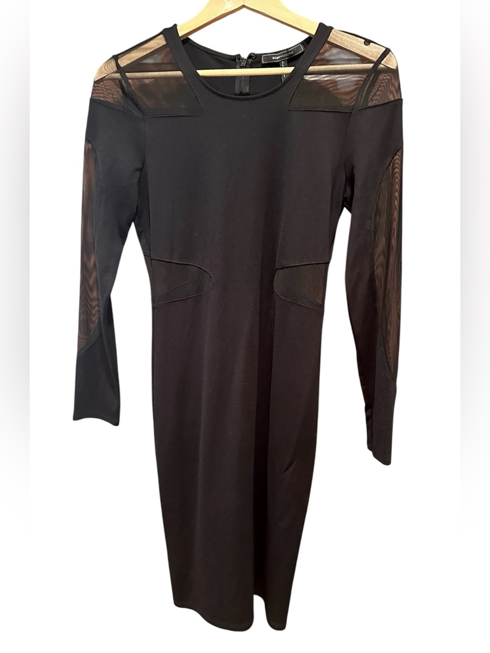BCBGMaxAzria Black Mesh Panel Dress